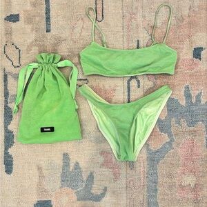 Green Sparkly Triangl Bikini XS